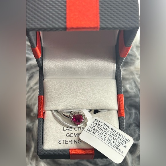 Lab Created Ruby and White Sapphire
Heart Ring in Sterling Silver - Picture 4 of 8